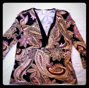 V-neck, Multicolored, Christopher & Banks Shirt